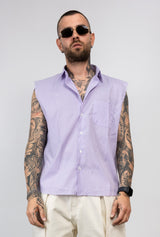 Camicia Smanicata Oversize a Righe