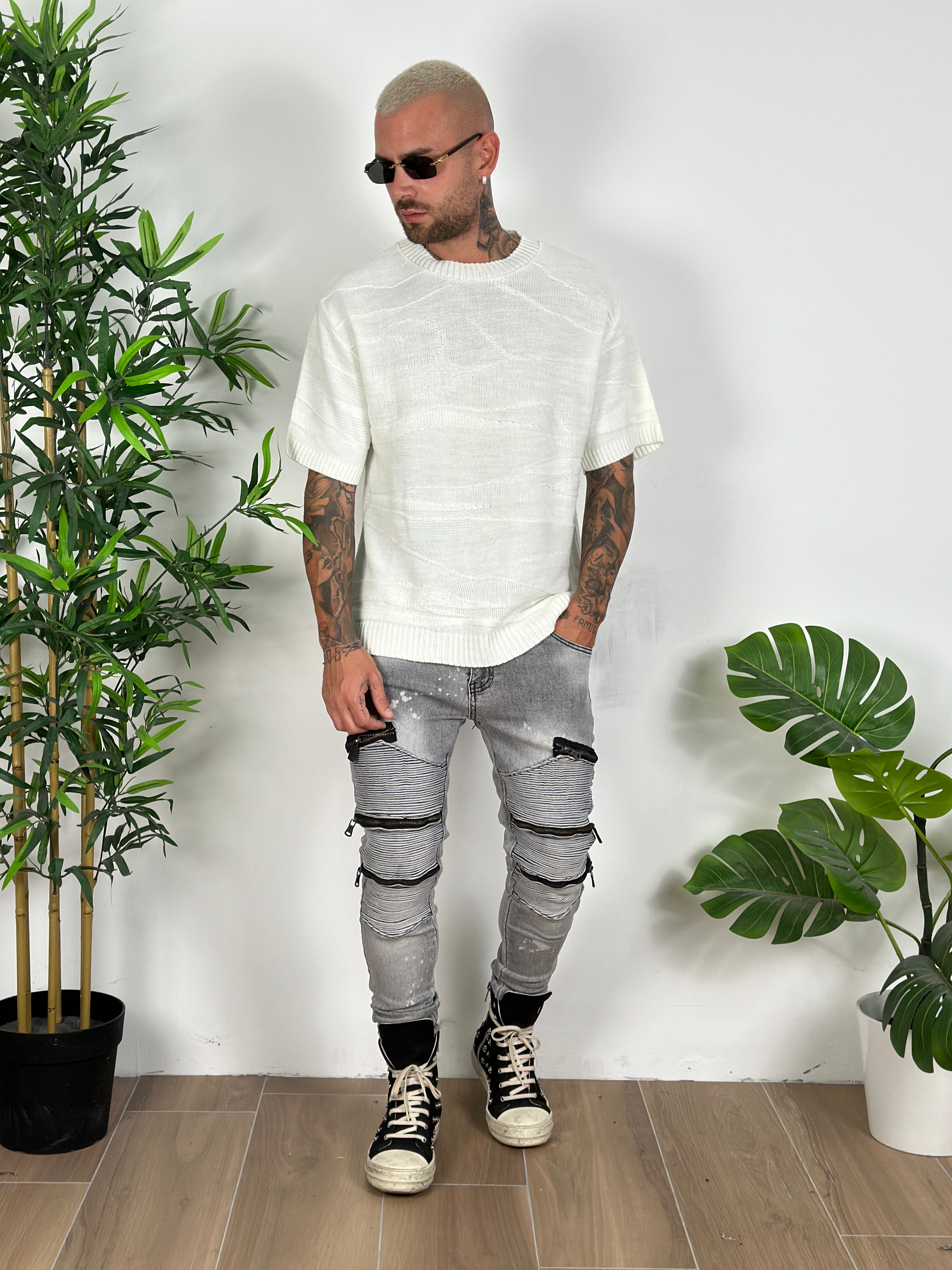 Biker grey multizip