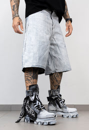 Bermuda Denim spalmato Ice Grey