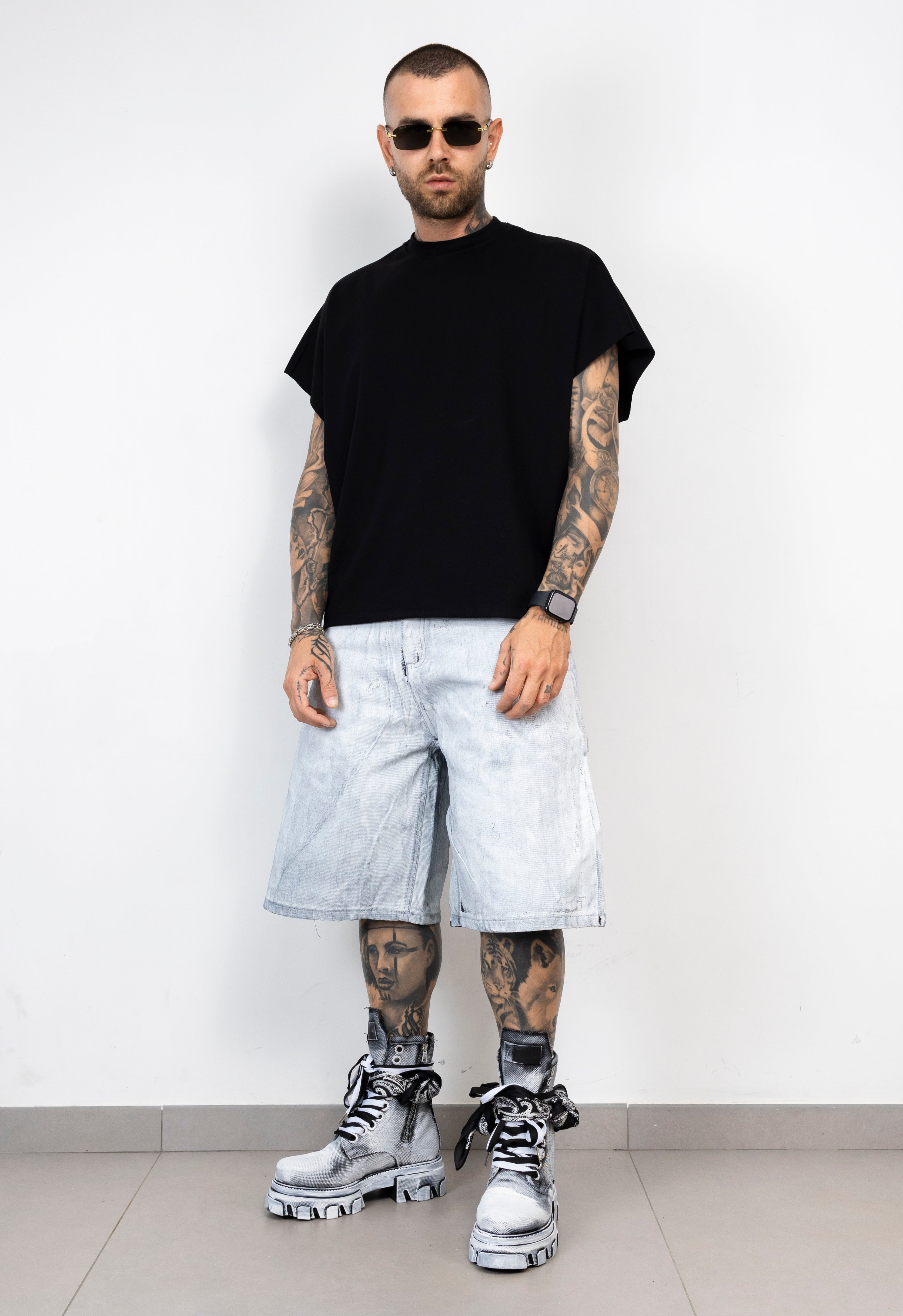 Bermuda Denim spalmato Ice Grey