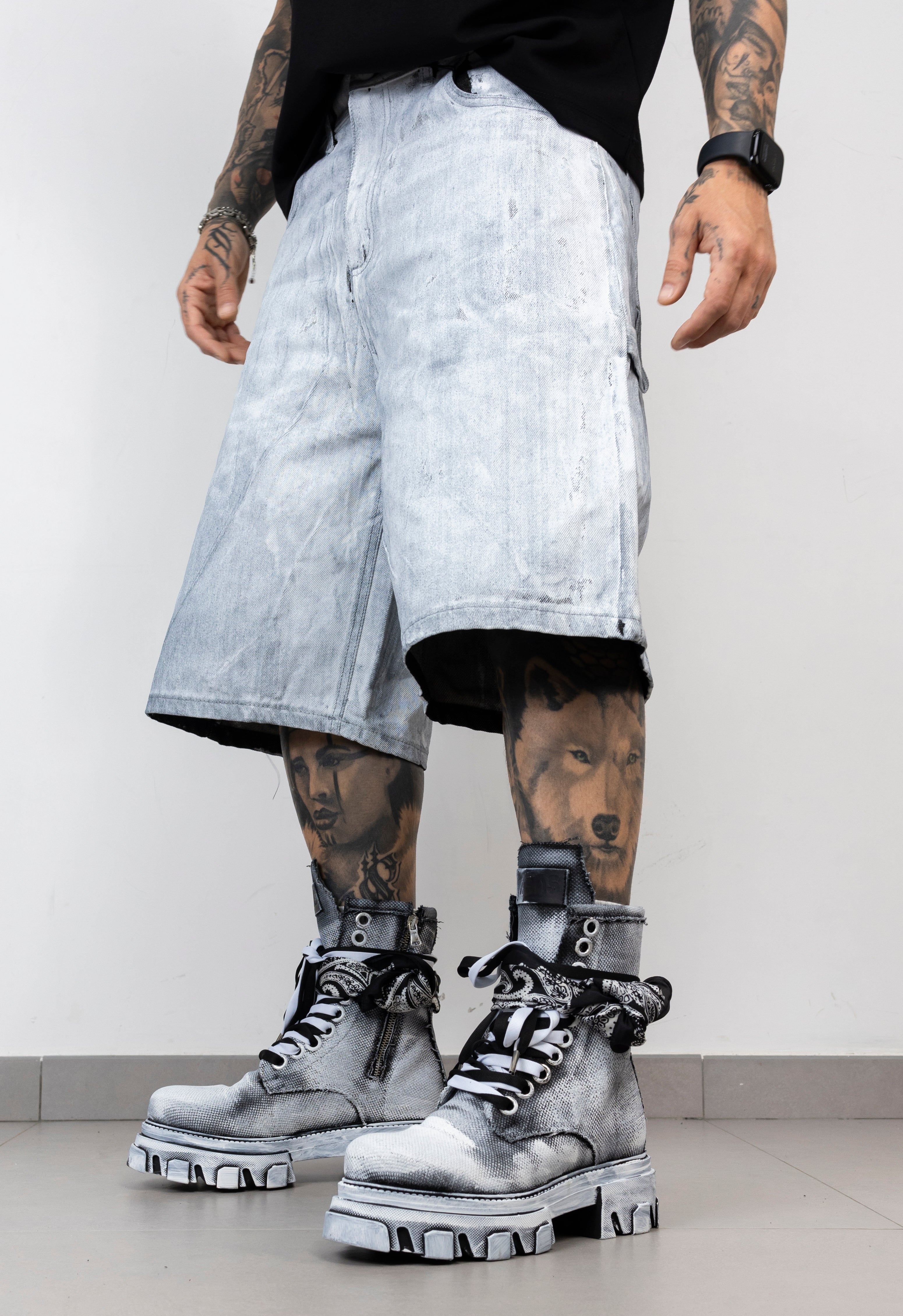 Bermuda Denim spalmato Ice Grey