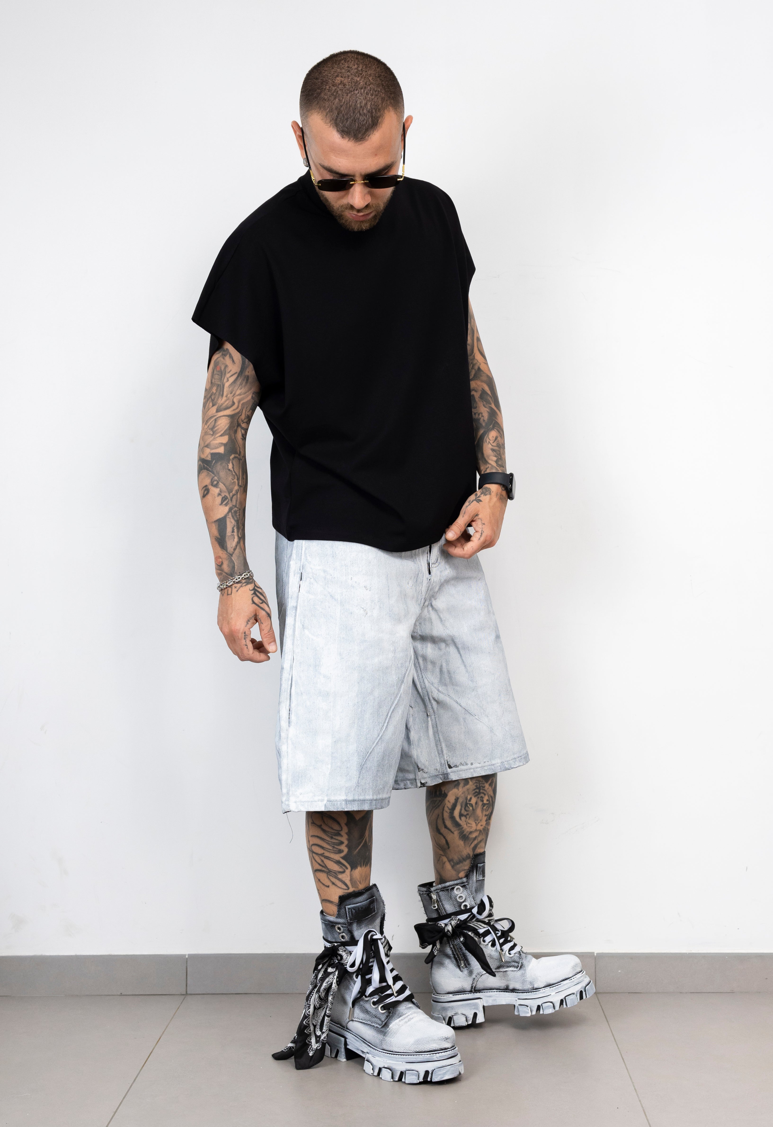 Bermuda Denim spalmato Ice Grey
