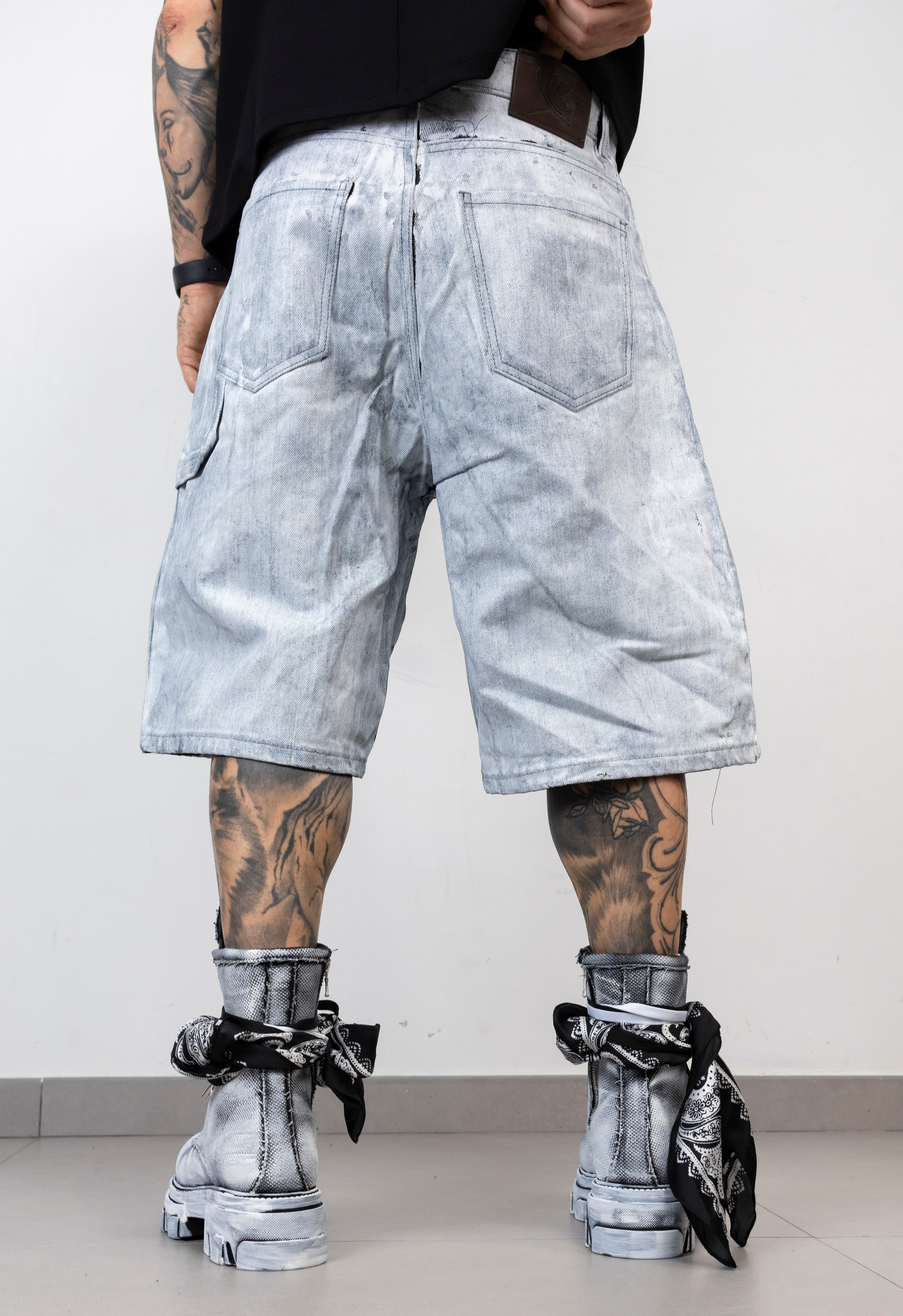 Bermuda Denim spalmato Ice Grey