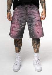 Bermuda Denim Spray Pink Destroyed