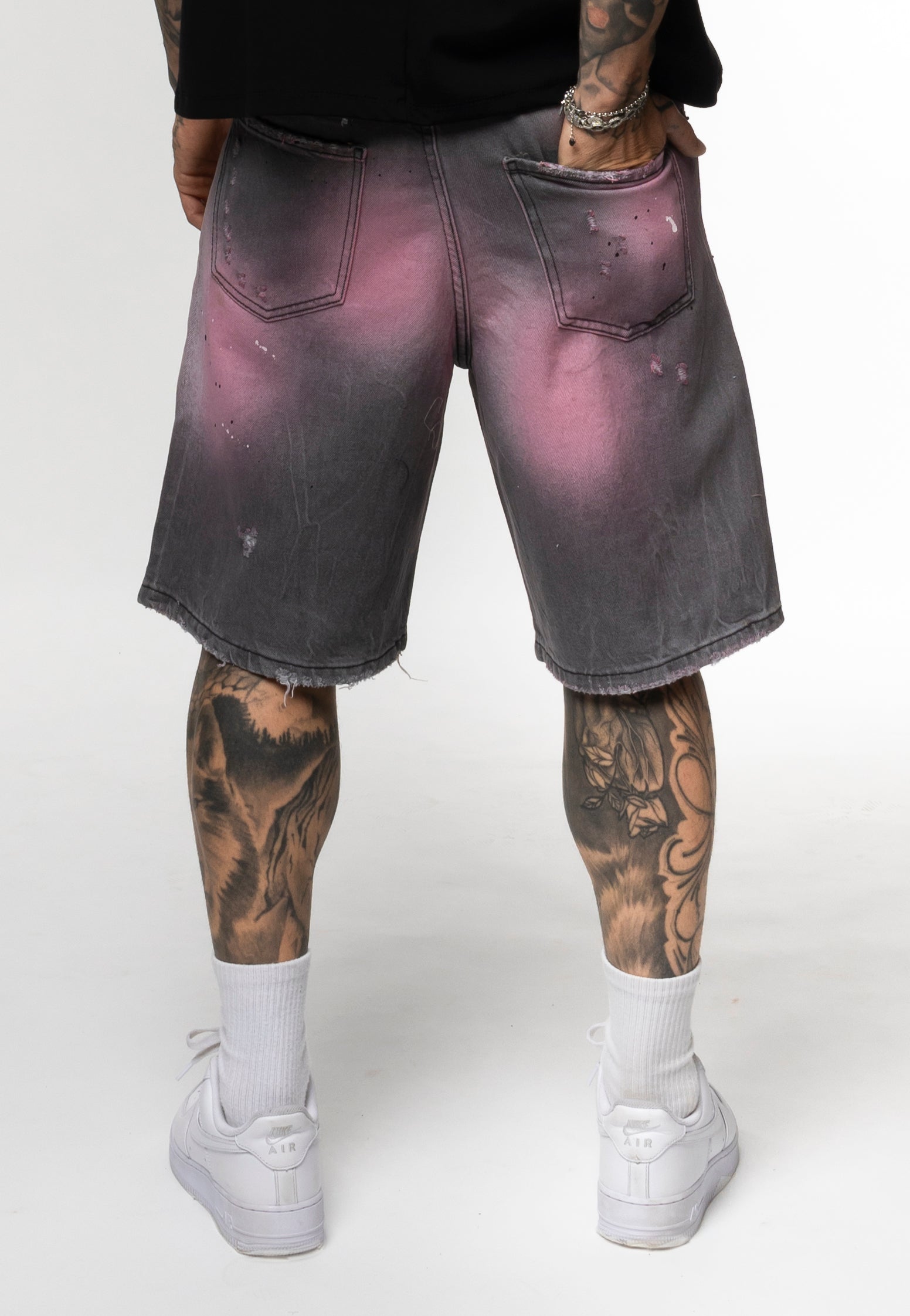 Bermuda Denim Spray Pink Destroyed
