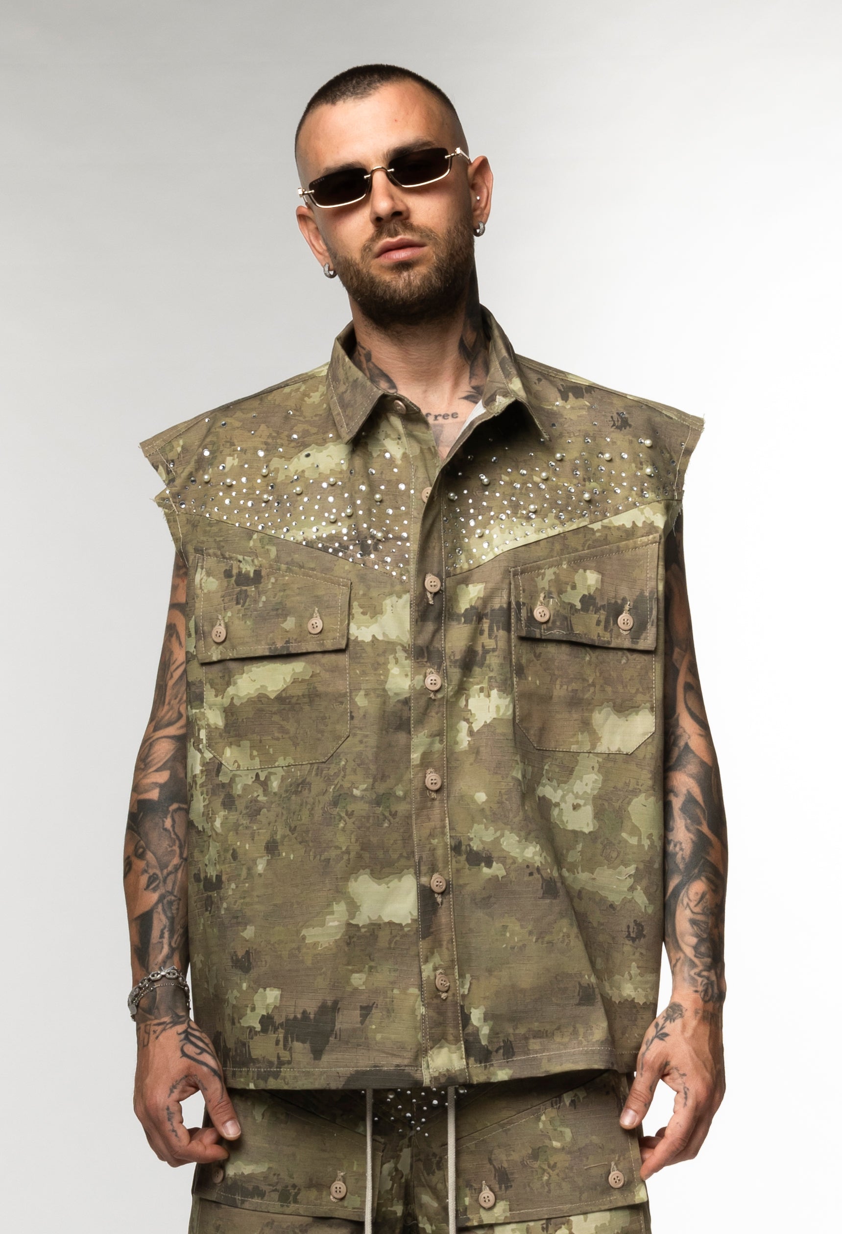 Coordinato Cargo Camouflage con Applicazioni Brillantini