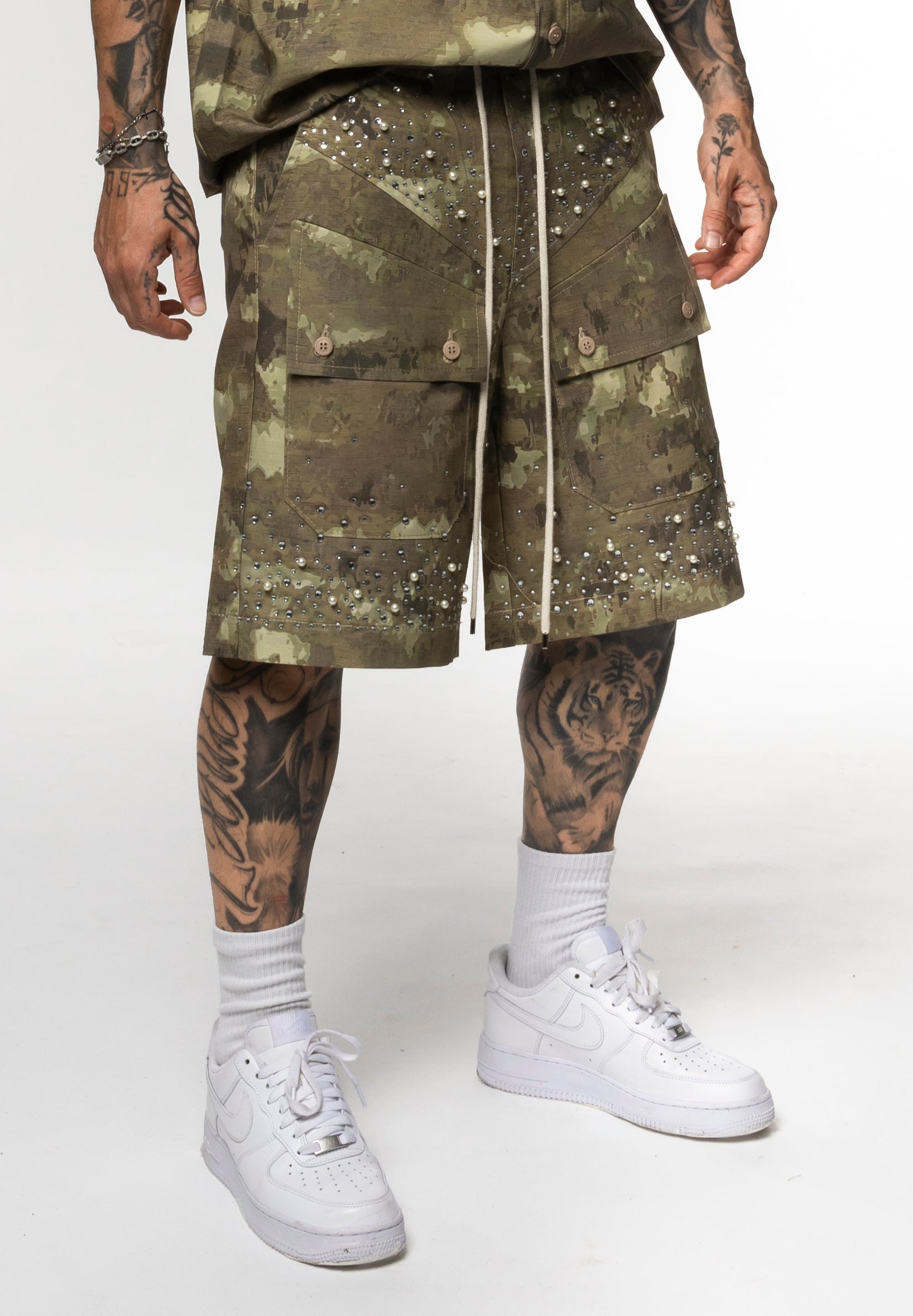 Coordinato Cargo Camouflage con Applicazioni Brillantini