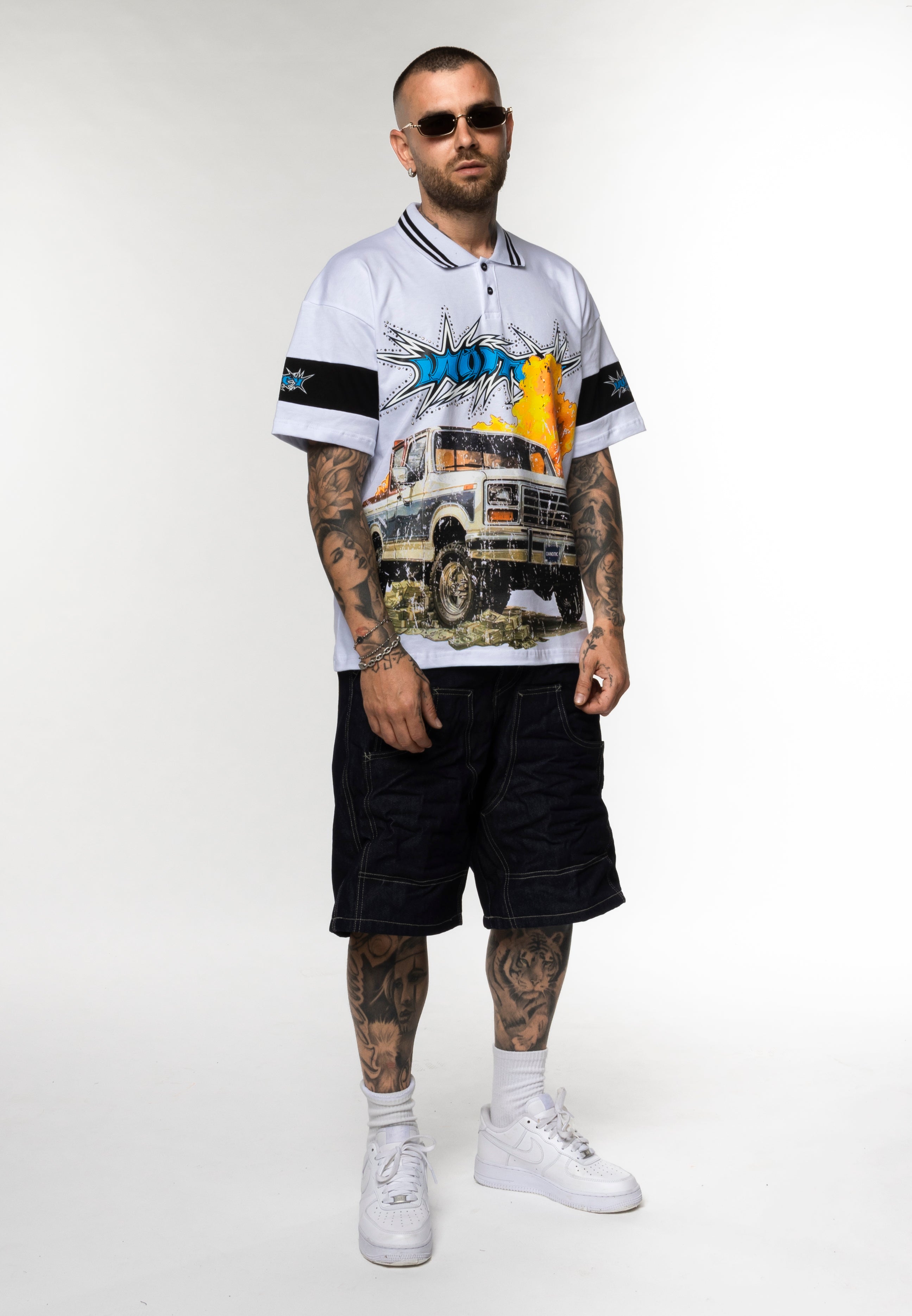 Polo Oversize Graphic con Strass