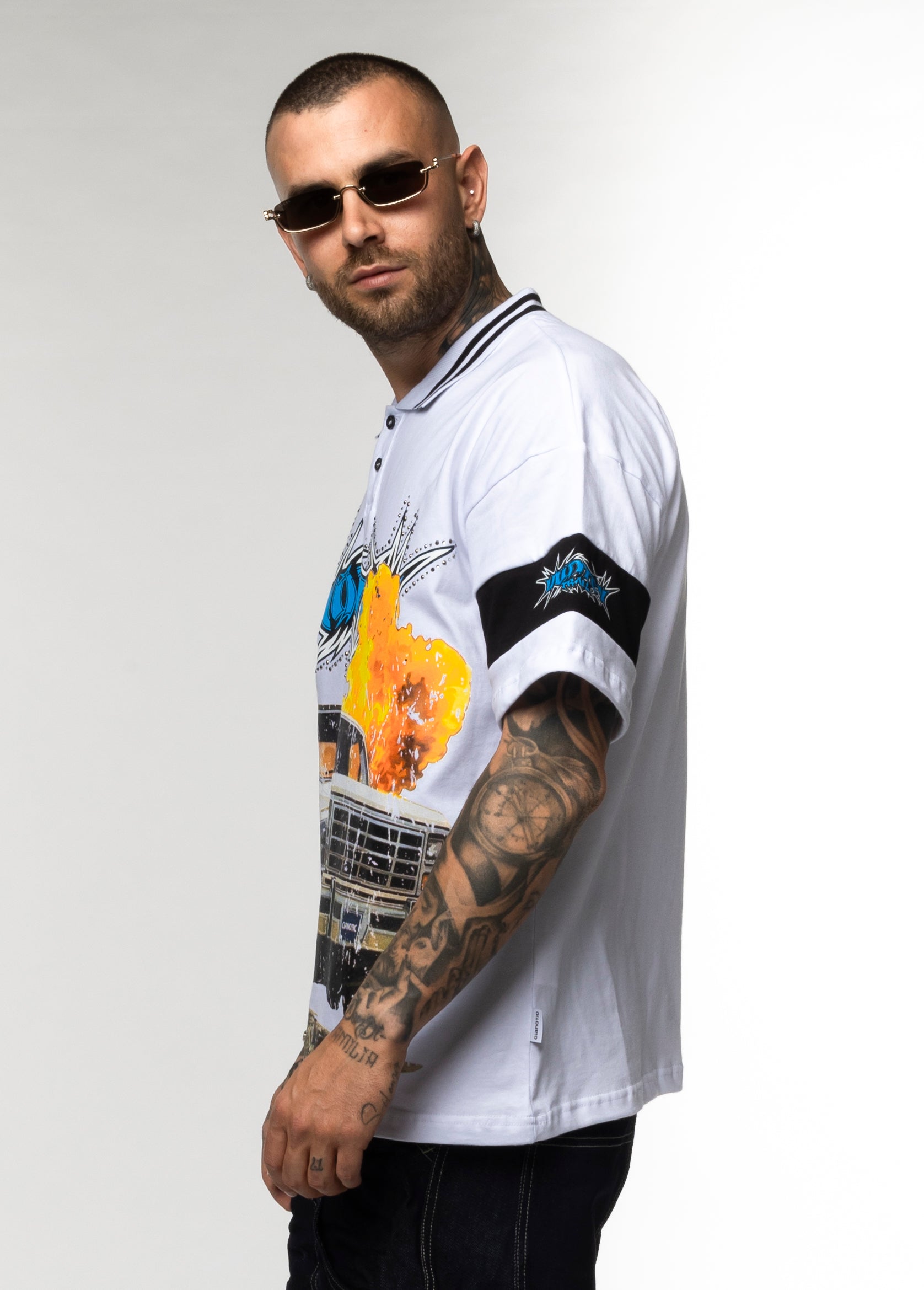 Polo Oversize Graphic con Strass