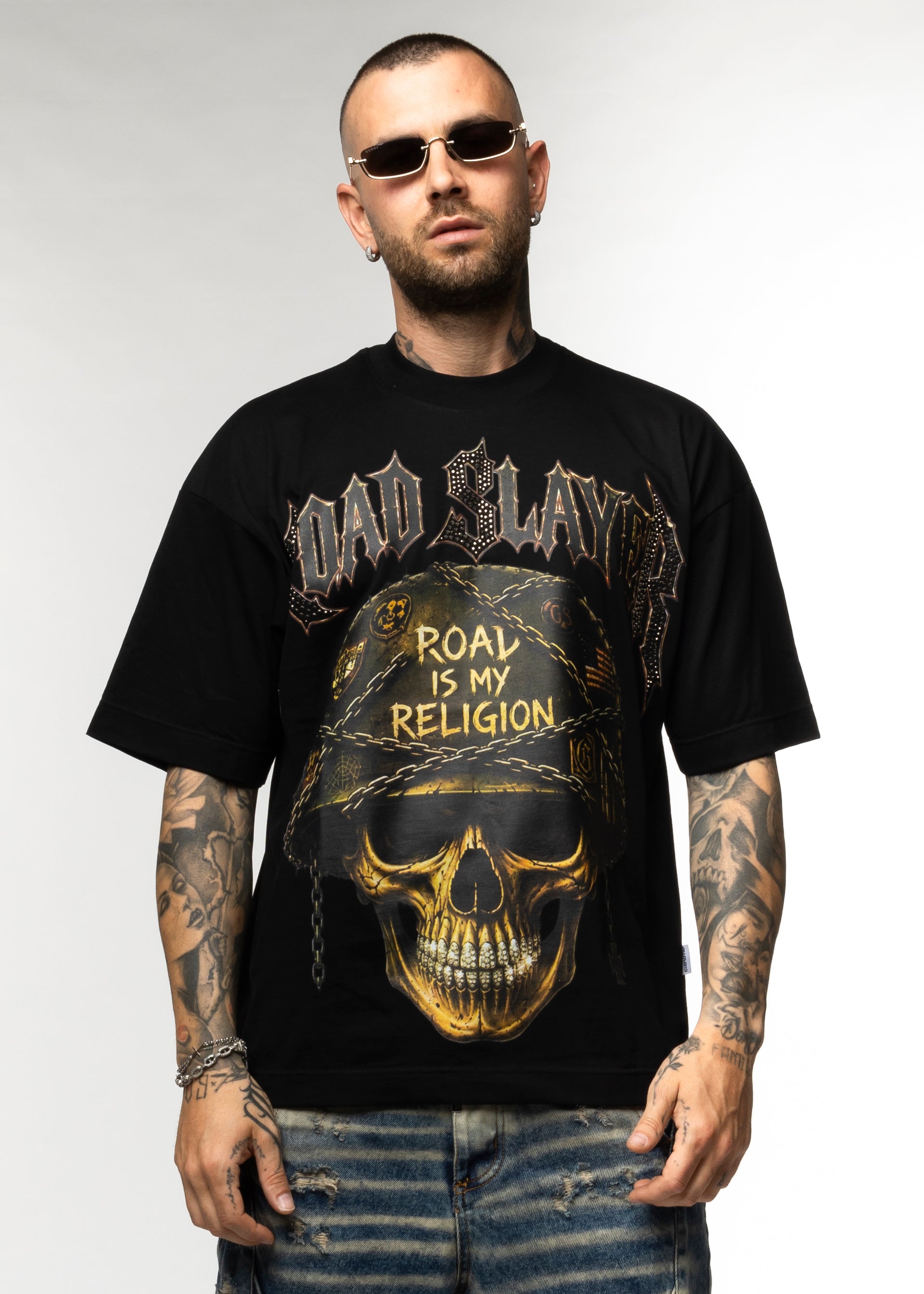 T-Shirt Oversize Road Slayer con Brillantini