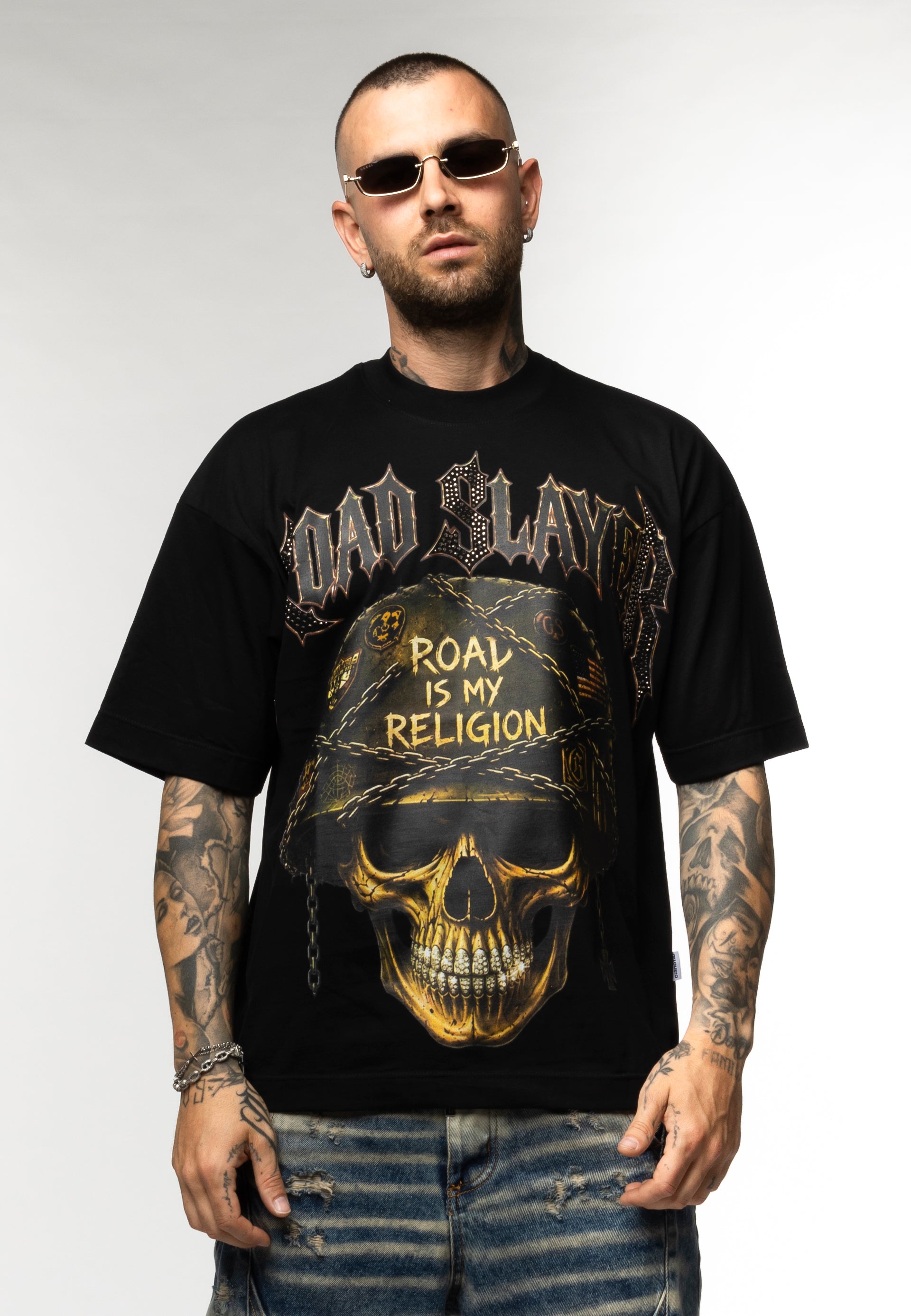 T-Shirt Oversize Road Slayer con Brillantini