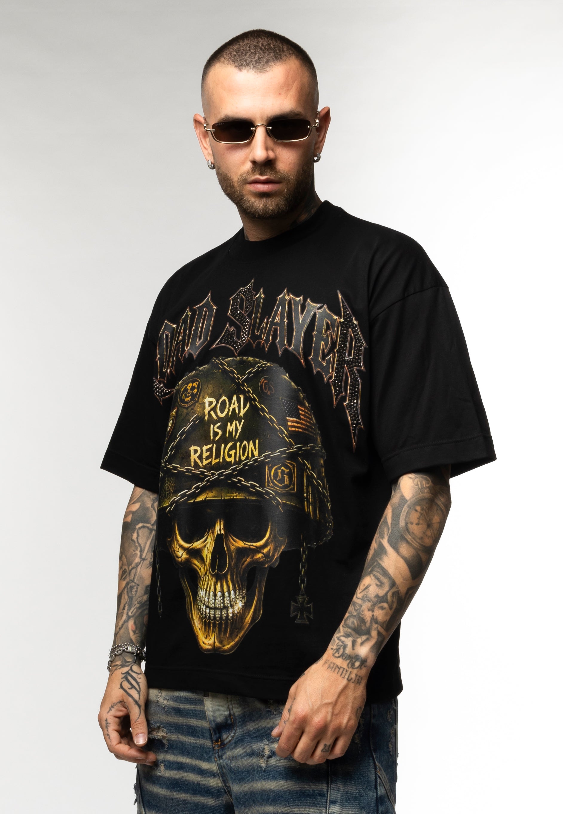 T-Shirt Oversize Road Slayer con Brillantini