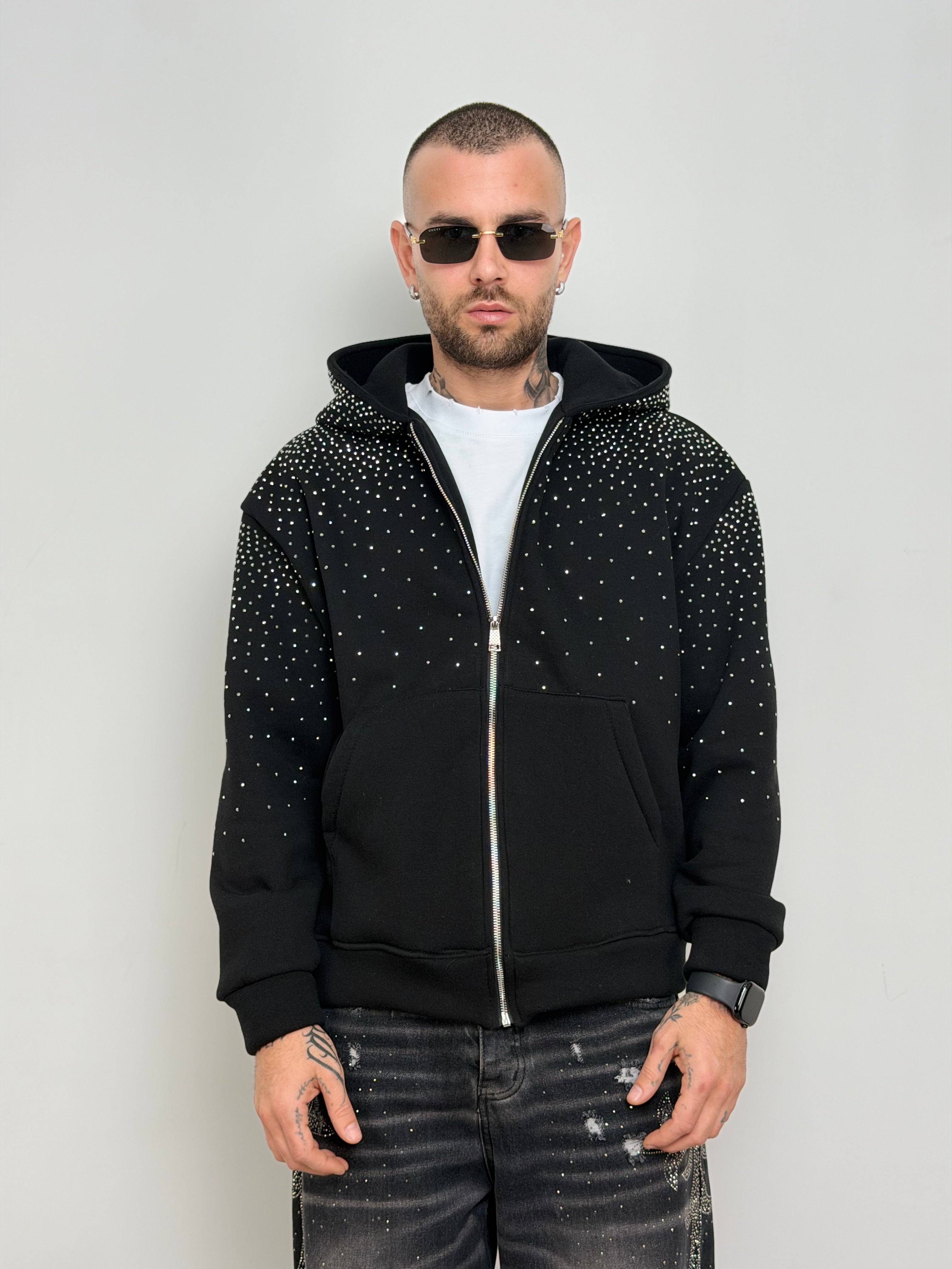 Felpa zip strass