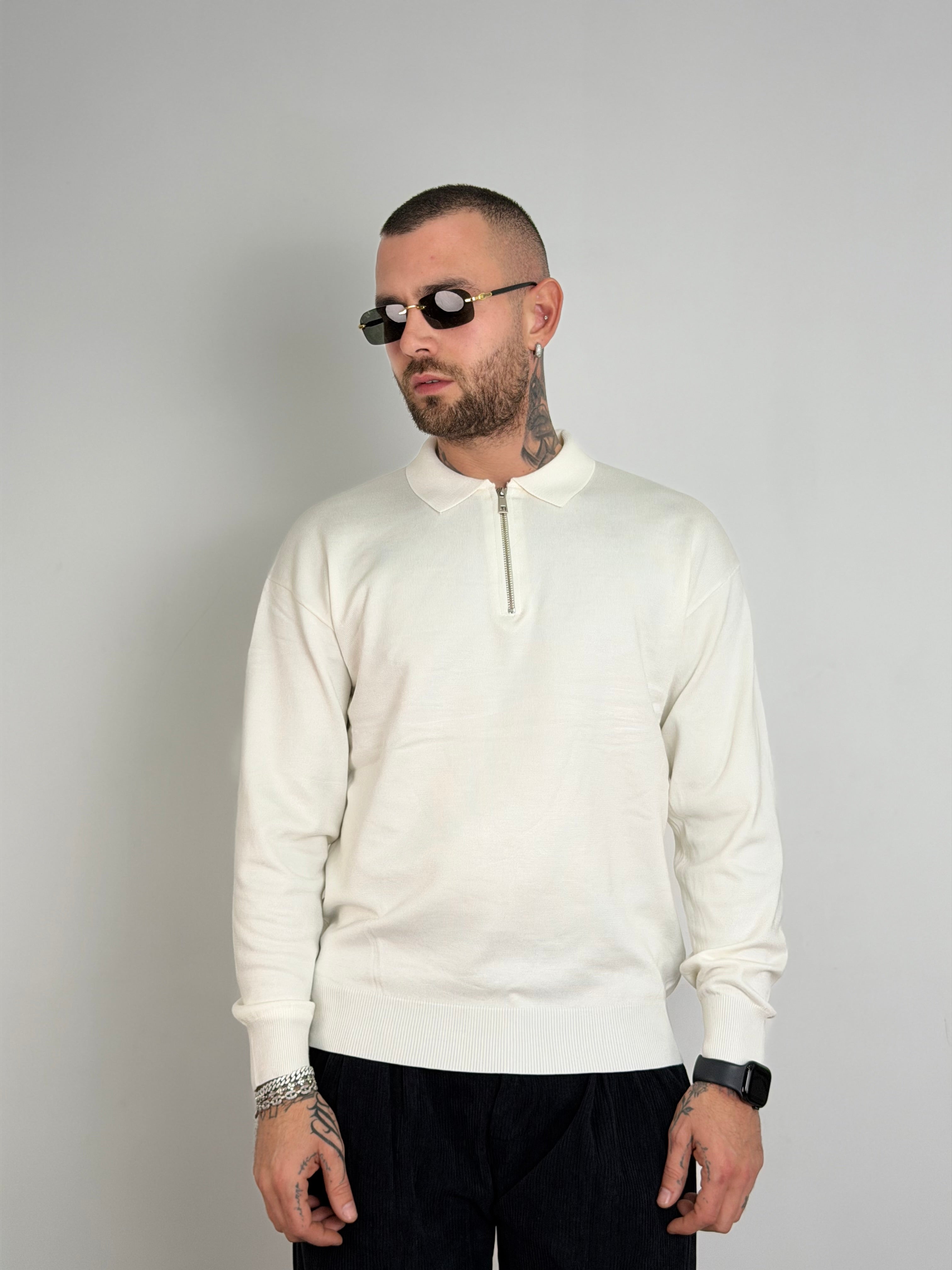 Polo manica lunga mezza zip