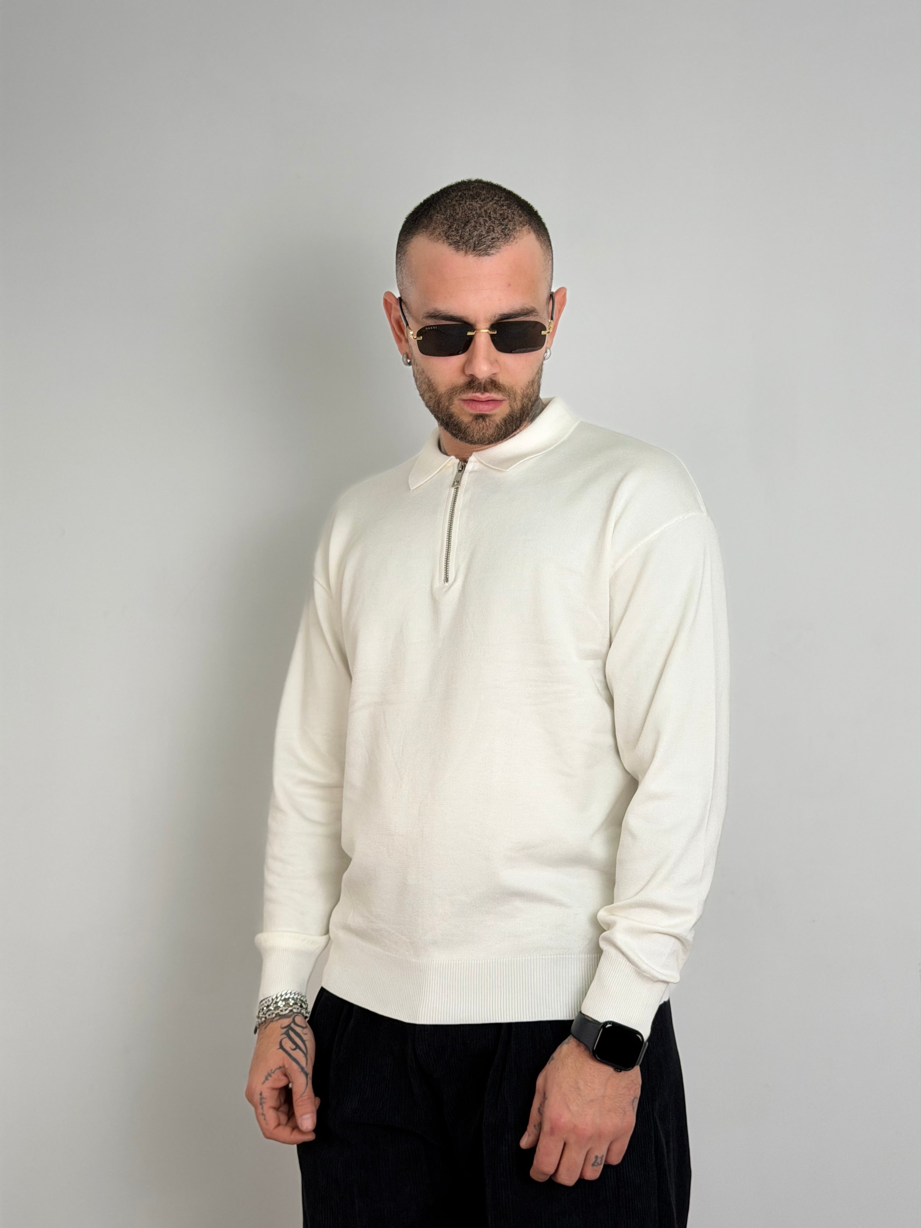 Polo manica lunga mezza zip