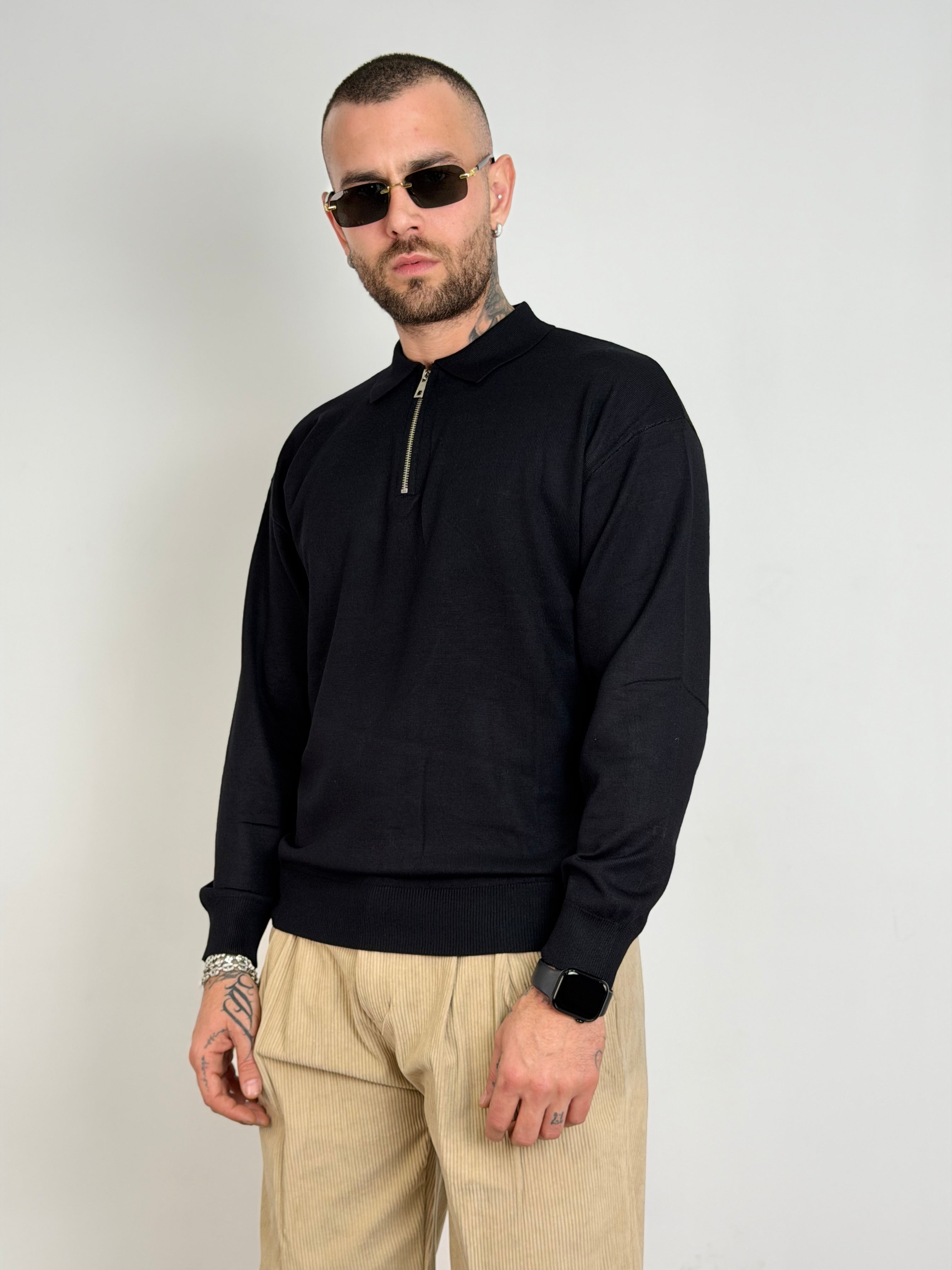 Polo manica lunga mezza zip