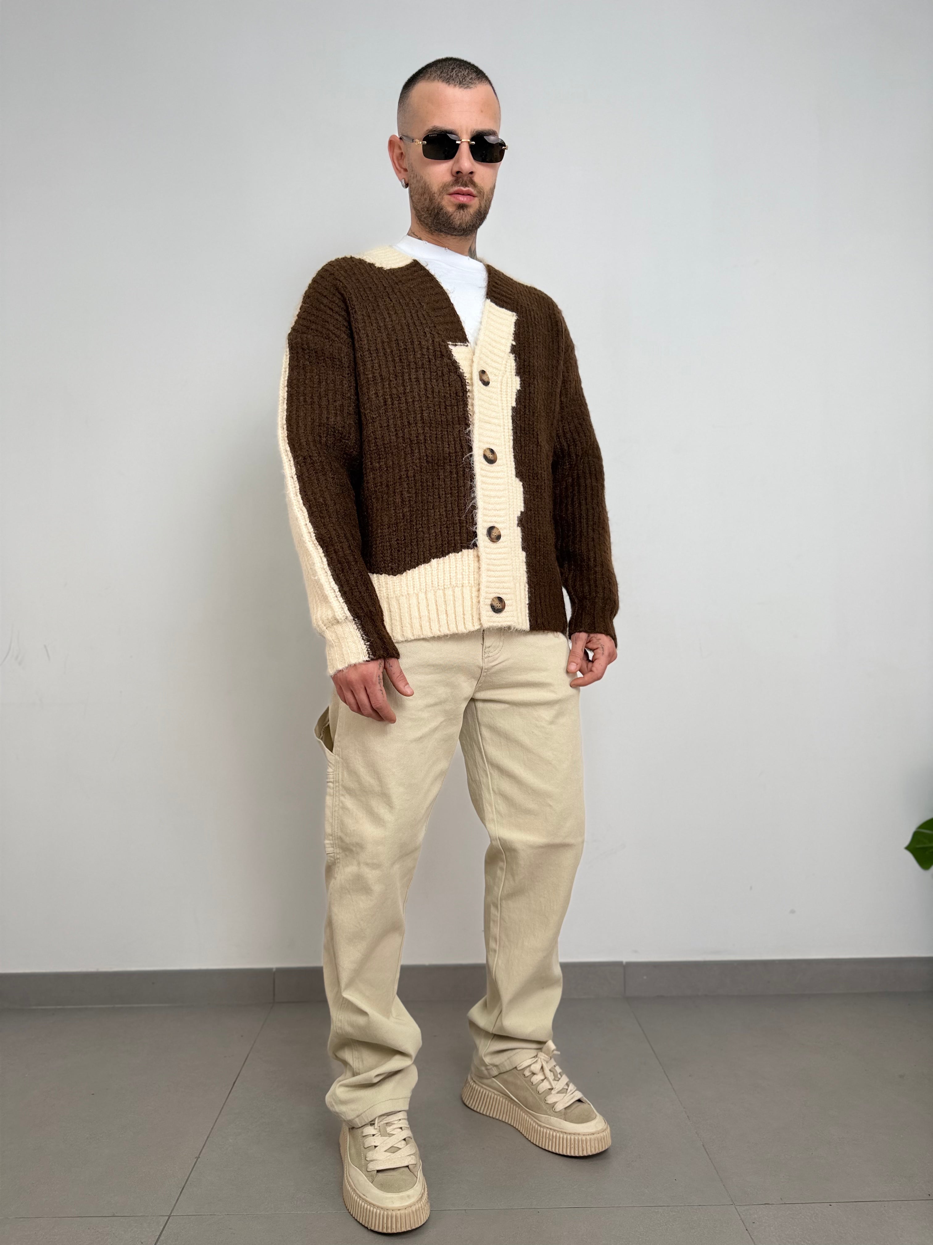 Cardigan peluche bicolor