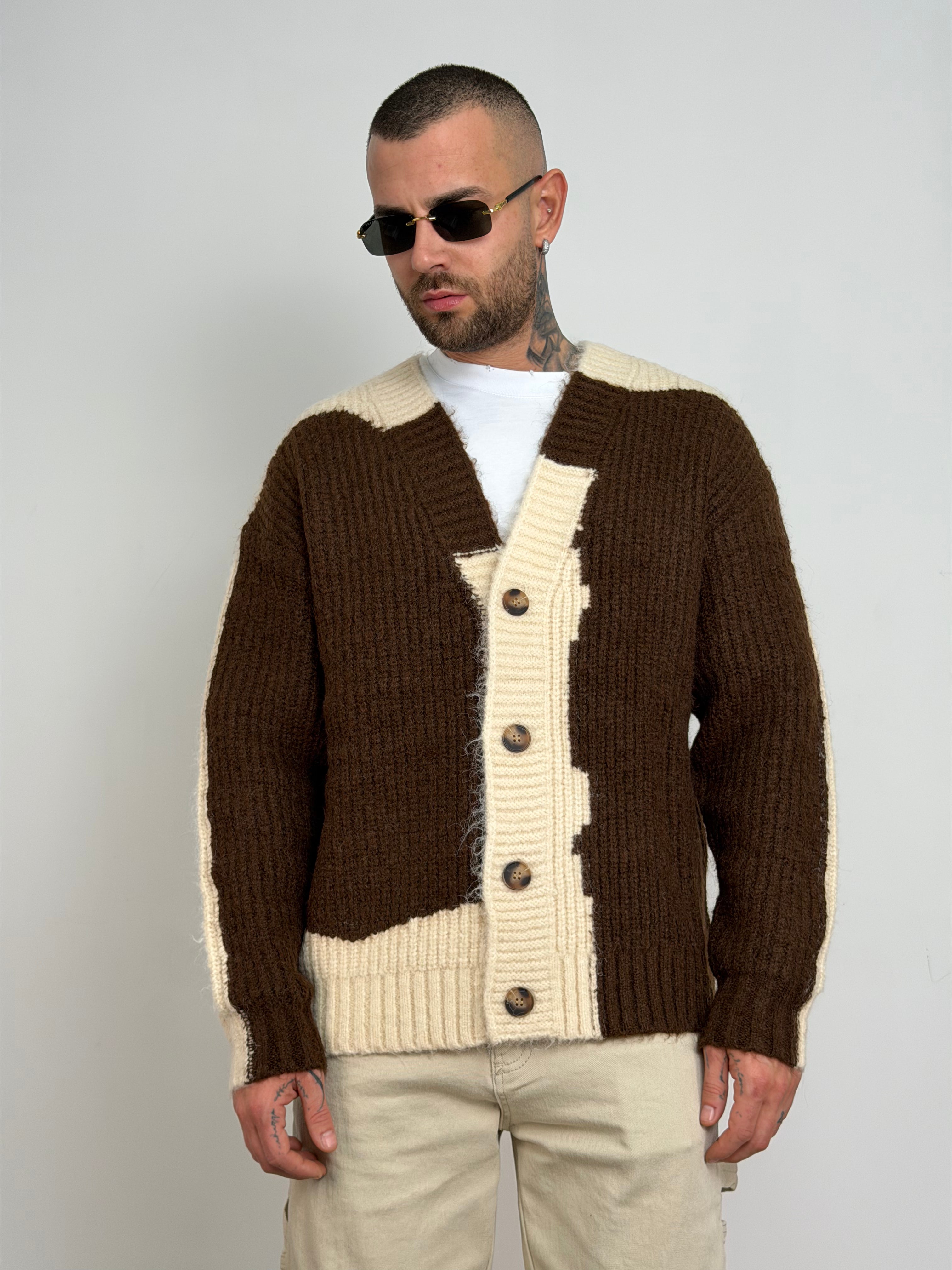 Cardigan peluche bicolor