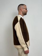 Cardigan peluche bicolor