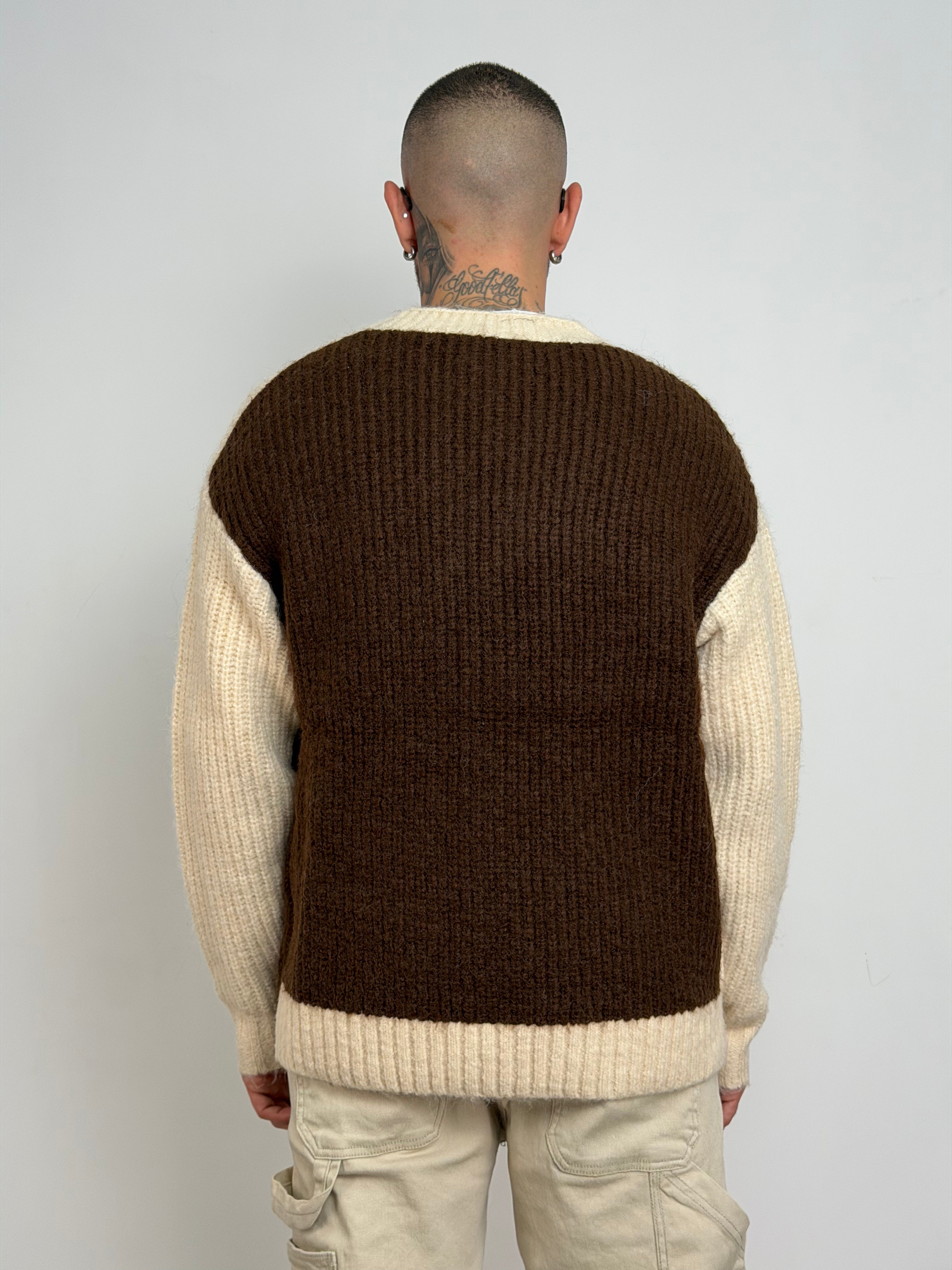 Cardigan peluche bicolor