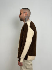 Cardigan peluche bicolor