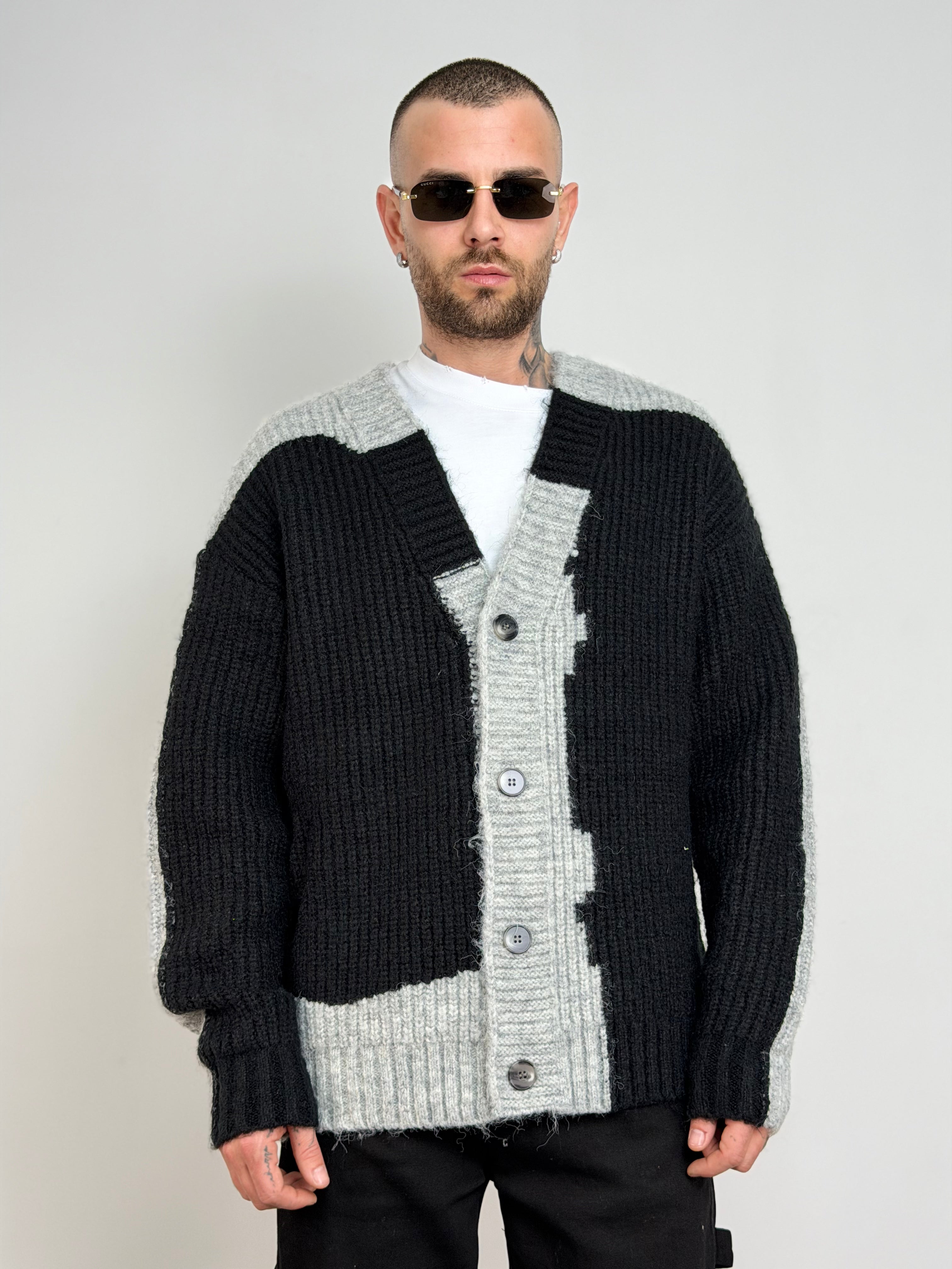 Cardigan peluche bicolor