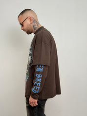 T-shirt double long sleeve teschio e rose