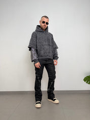 Hoodie double sleeve fiamma strass