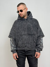 Hoodie double sleeve fiamma strass