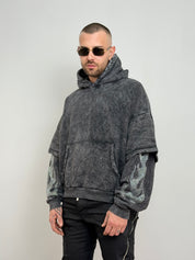 Hoodie double sleeve fiamma strass