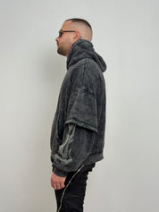 Hoodie double sleeve fiamma strass