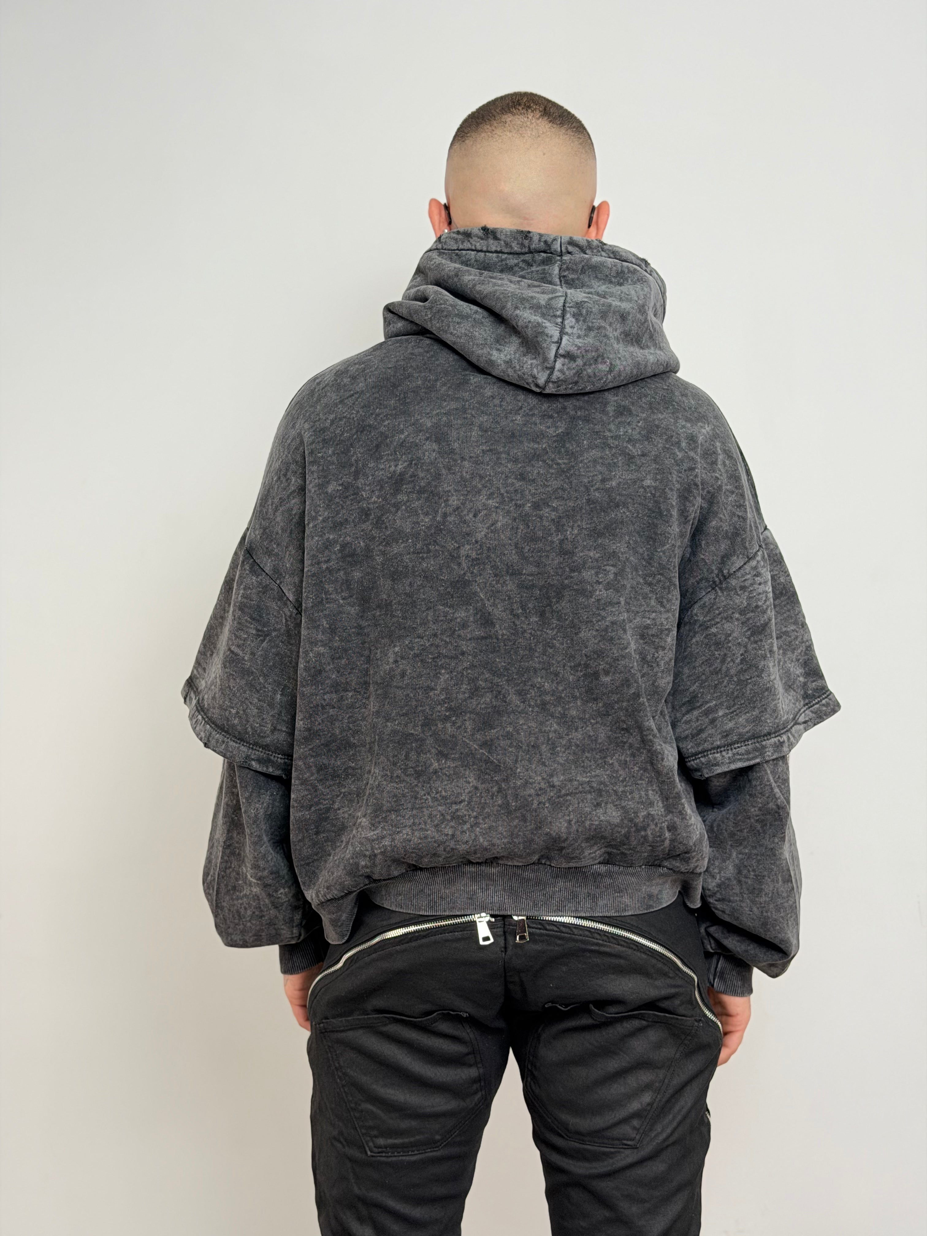 Hoodie double sleeve fiamma strass