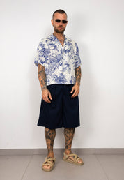 Camicia a maniche corte con stampa floreale