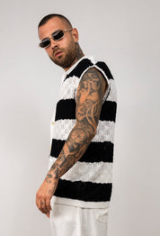 Camicia in maglia traforata a righe