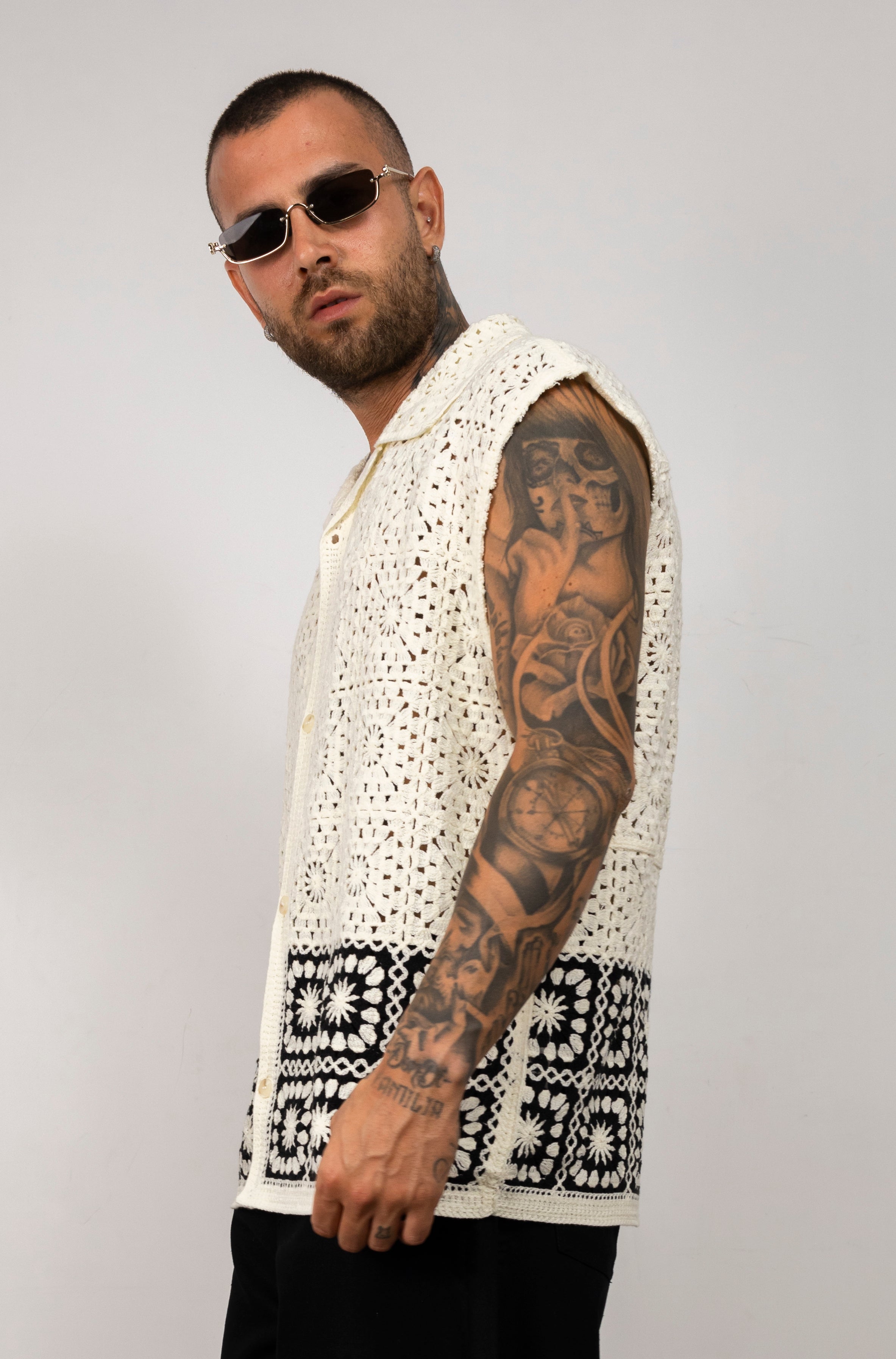 camicia in crochet smanicata