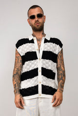 Camicia in maglia traforata a righe