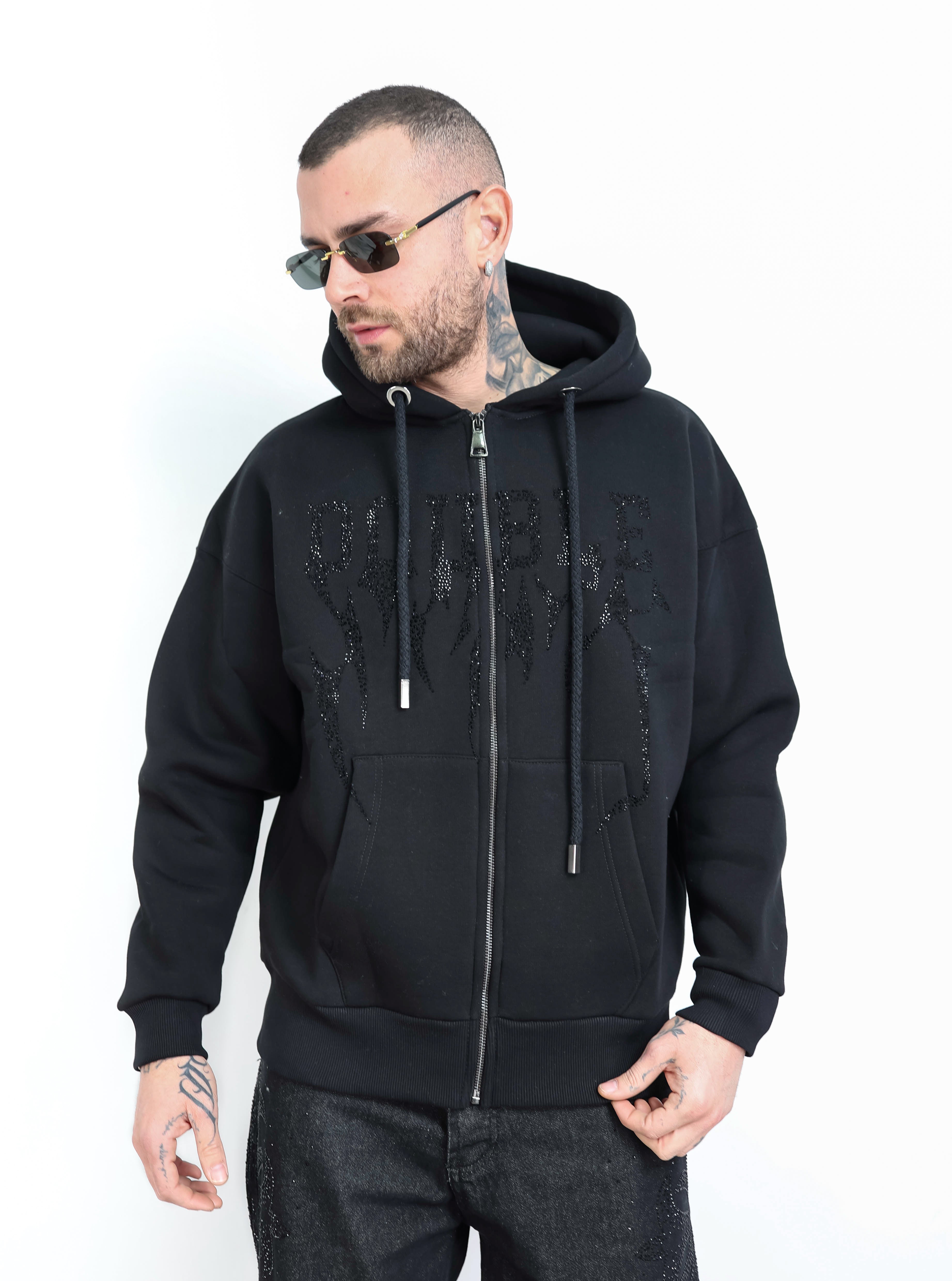 Felpa zip strass diversiaga