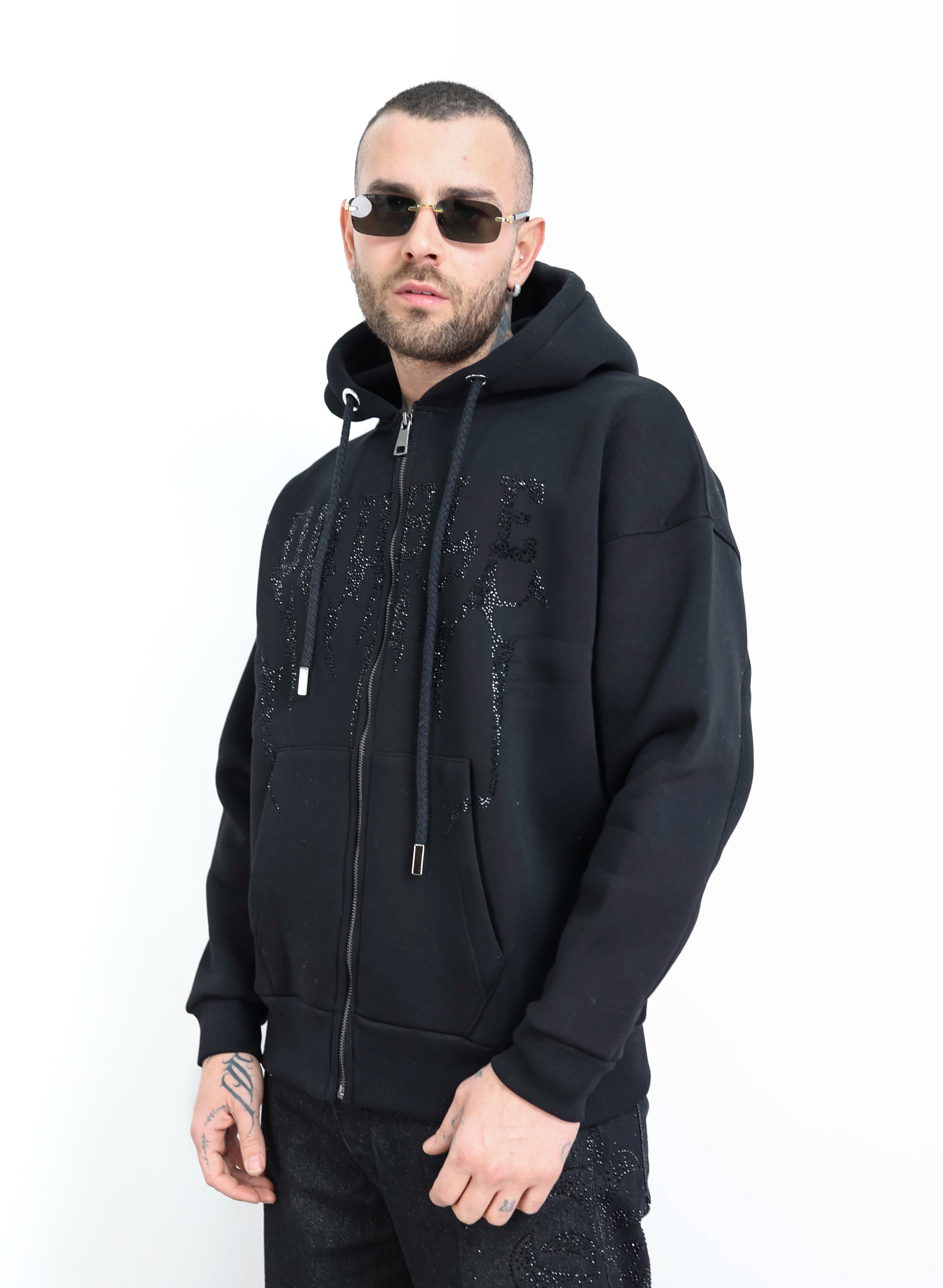 Felpa zip strass diversiaga