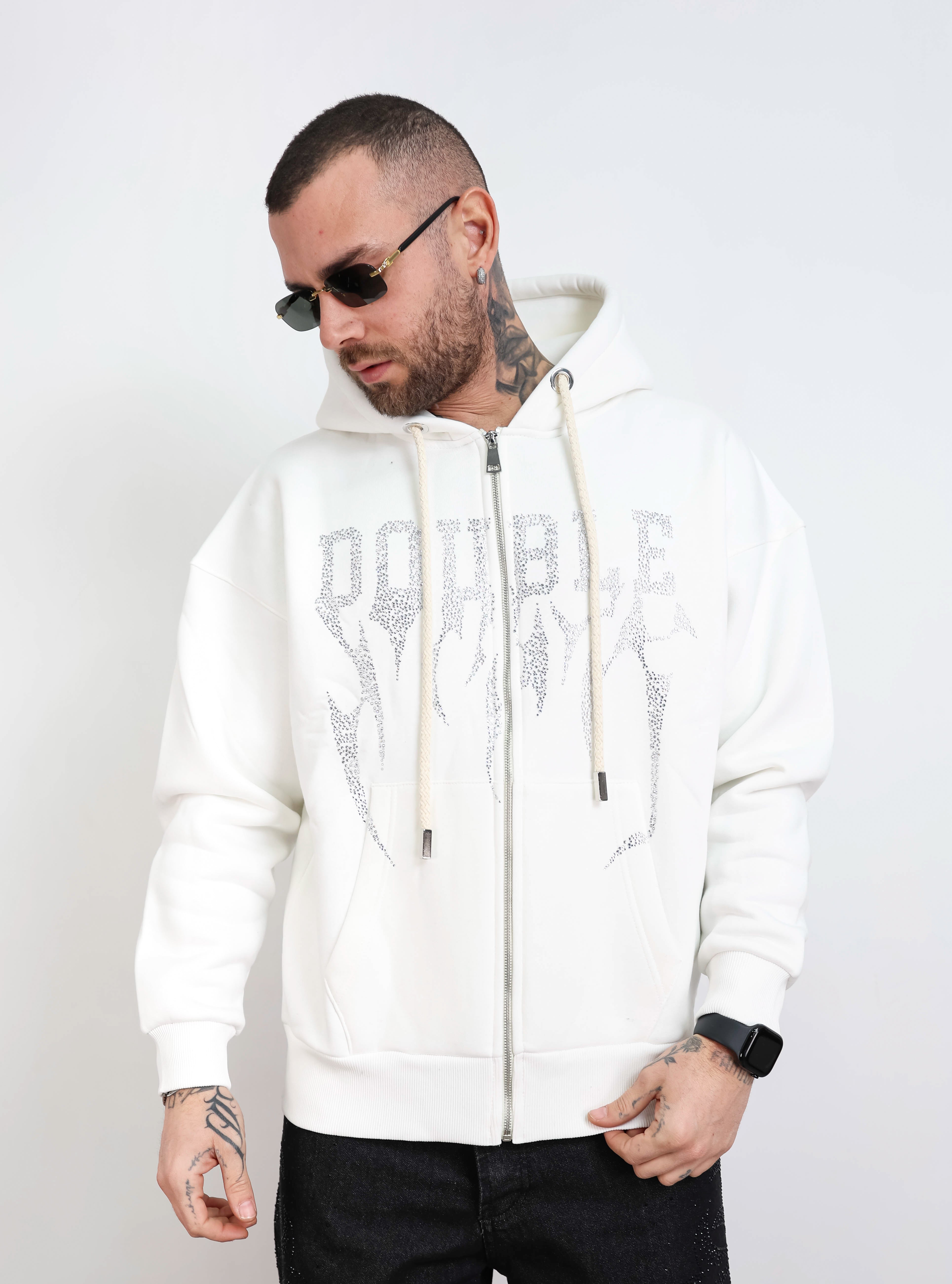 Felpa zip strass diversiaga