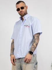 Camicia millerighe con ricamo
