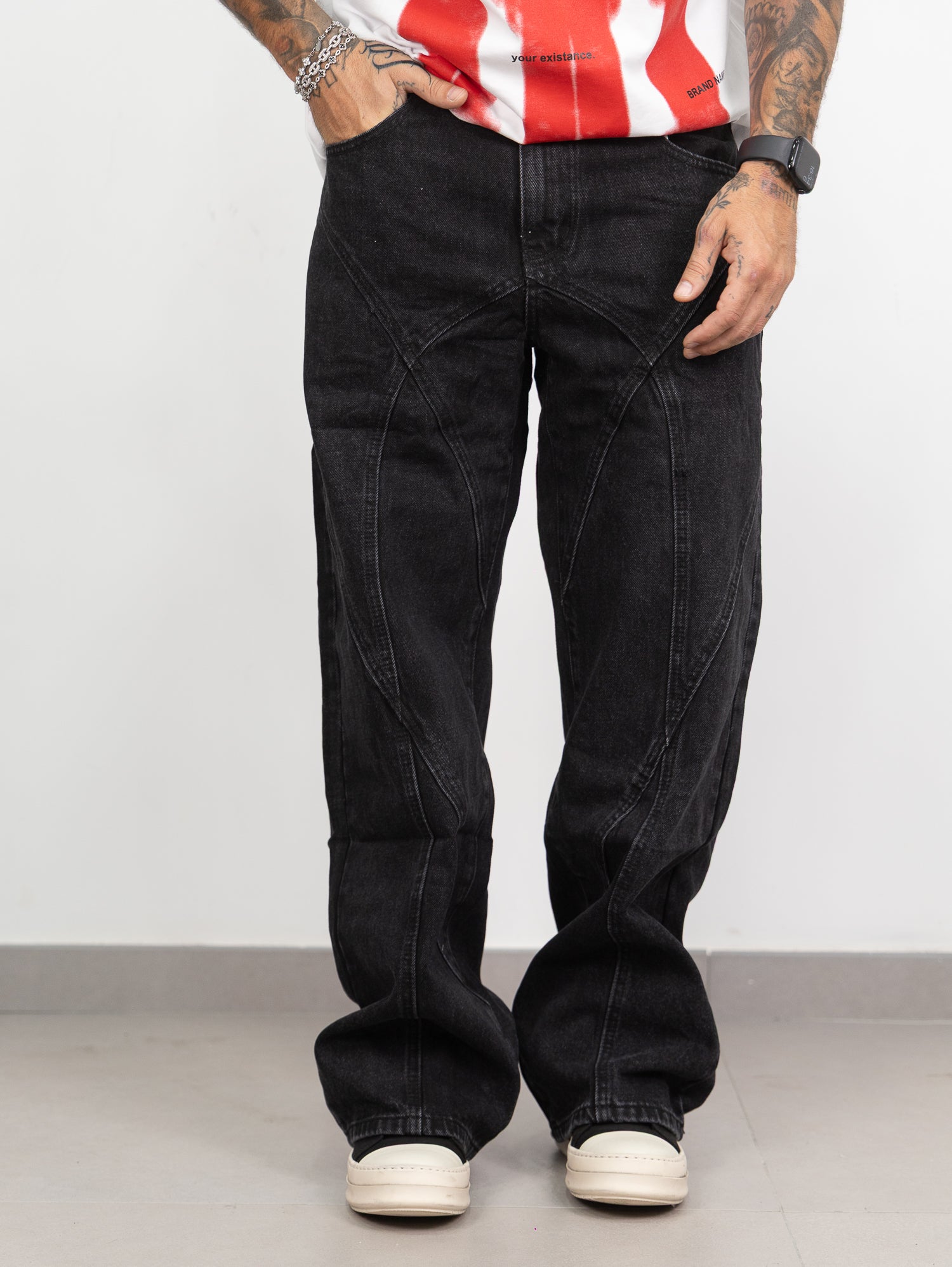 Baggy black cuciture esterne
