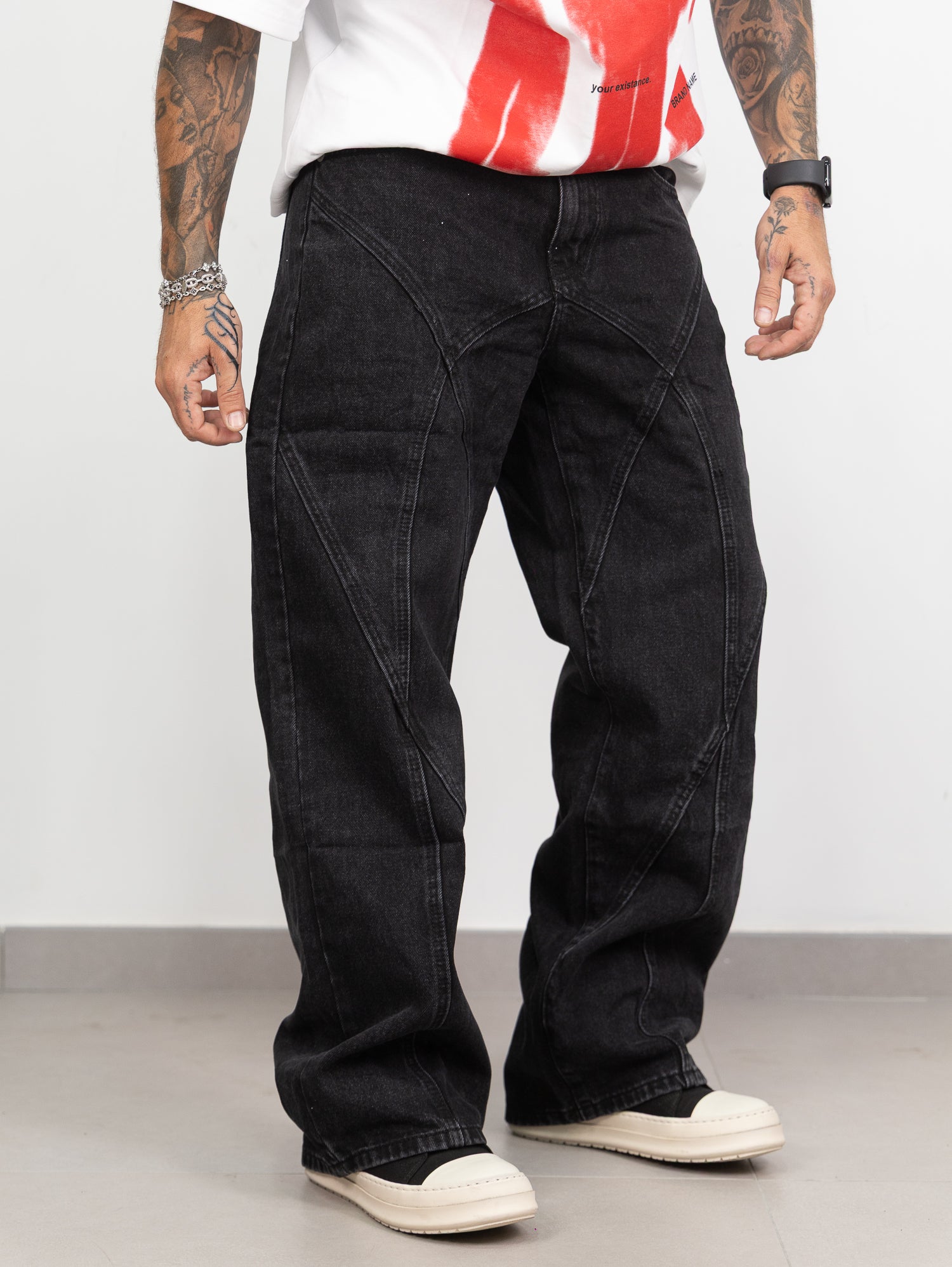 Baggy black cuciture esterne