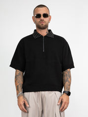 Polo mezza zip borchie