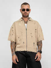 Polo zip intera abrasioni