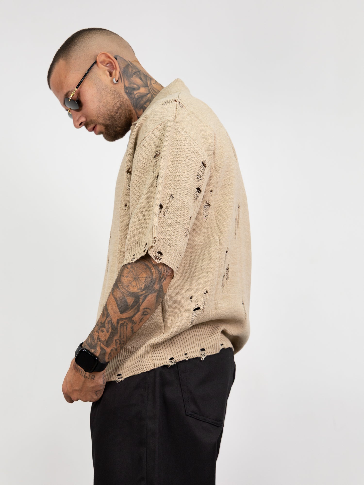 Polo zip intera abrasioni