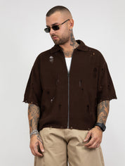 Polo zip intera abrasioni