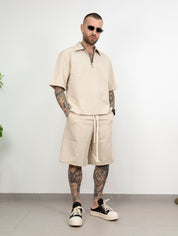 Coordinato mezza zip bermuda