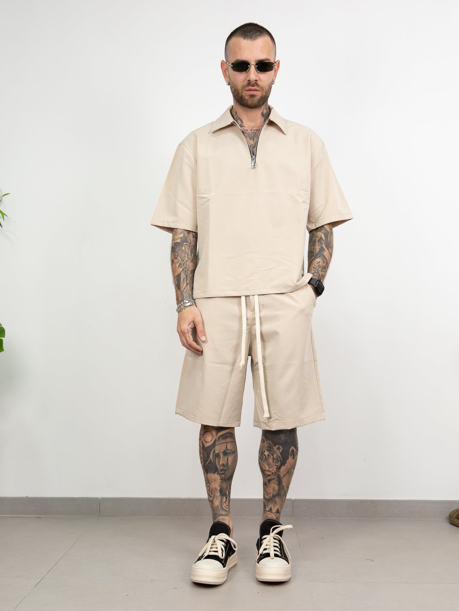 Coordinato mezza zip bermuda