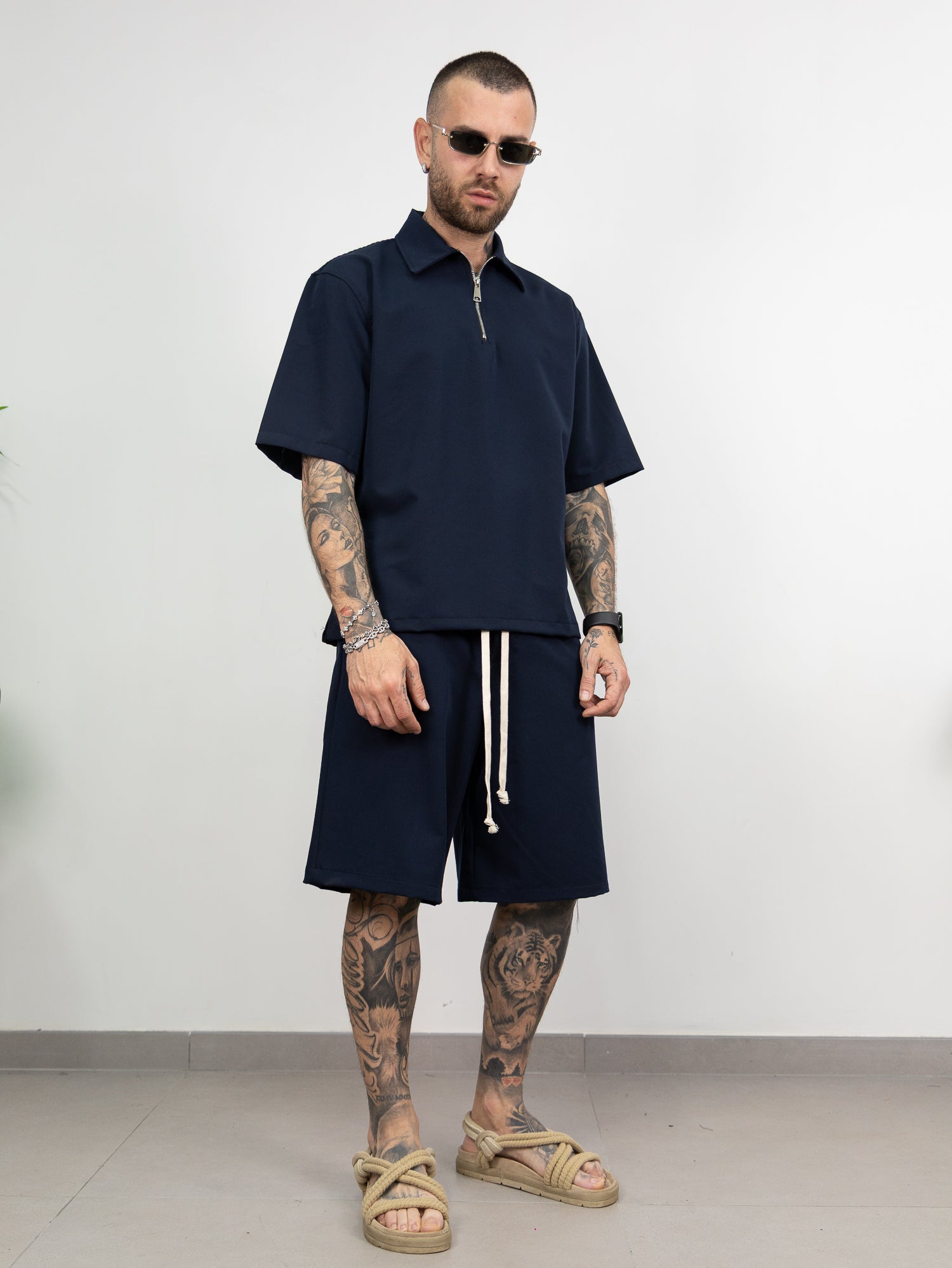 Coordinato mezza zip bermuda