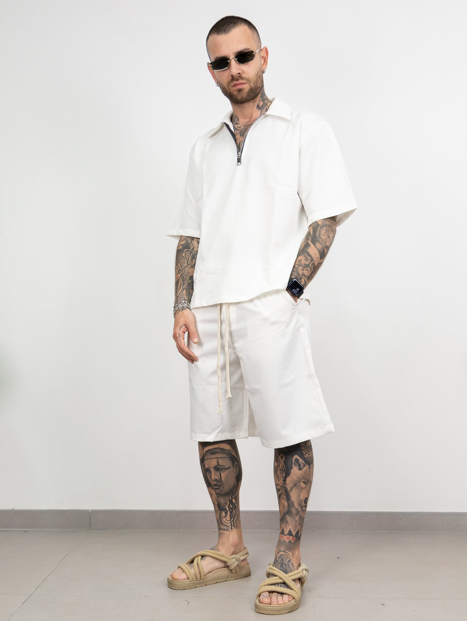 Coordinato mezza zip bermuda